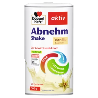 Abbildung der Produktverpackung Doppelherz aktiv Abnehm Shake Vanille Frontansicht